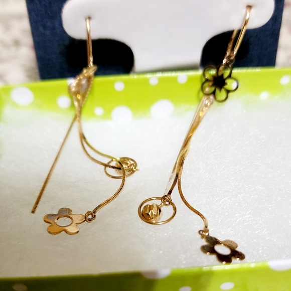 18k Solid Gold Long Earring NWT - Picture 9 of 12